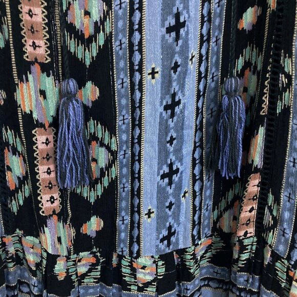 ANTHROPOLOGIE Holding Horses Winter Moon Blue Aztec Print Tunic Peasant Dress - Picture 9 of 13